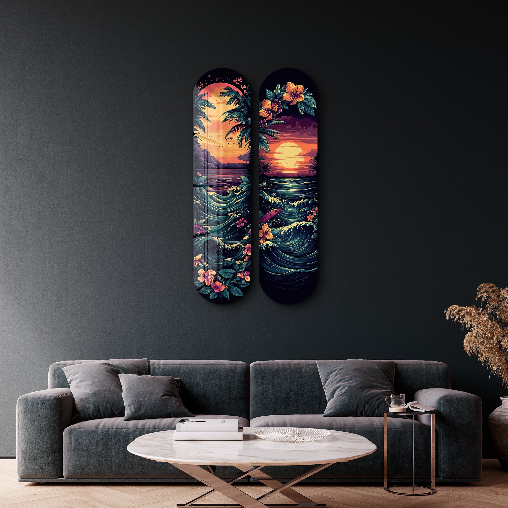 Vivid Seascape Skateboard | Glass Wall Art