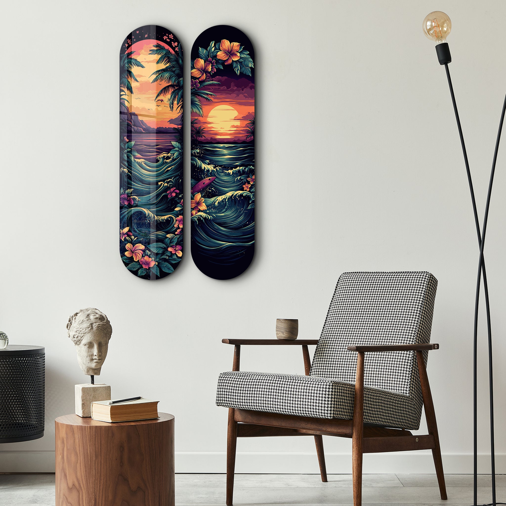 Vivid Seascape Skateboard | Glass Wall Art