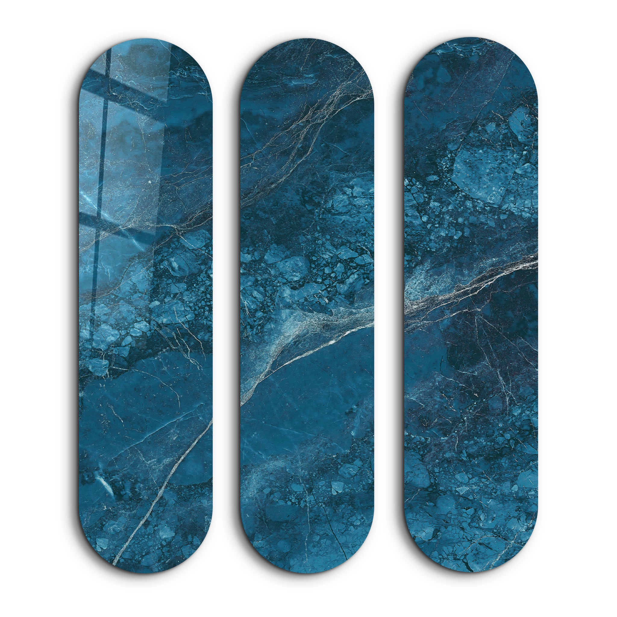 Azure Depths Trio | Glass Wall Art