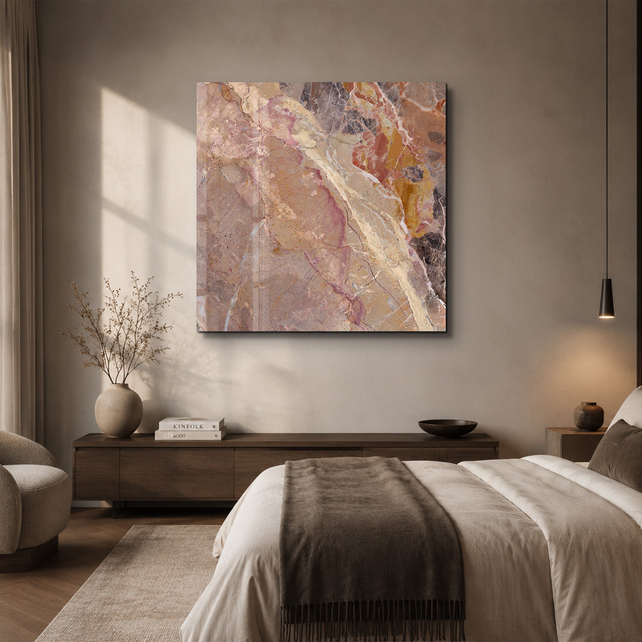 Terracotta Marble 2 Square Art | Glass Wall Art