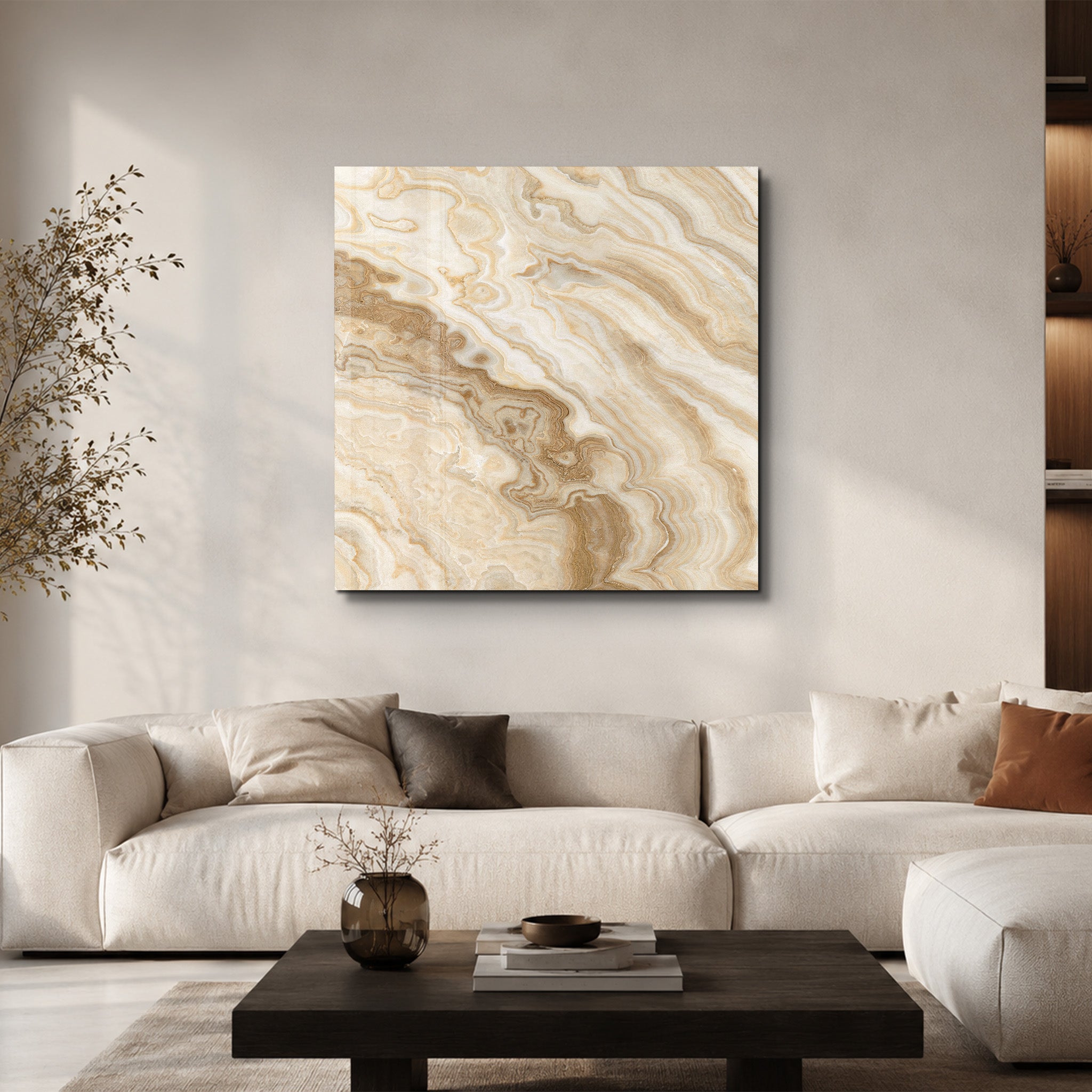 Ivory Onyx 2 Square Art | Glass Wall Art