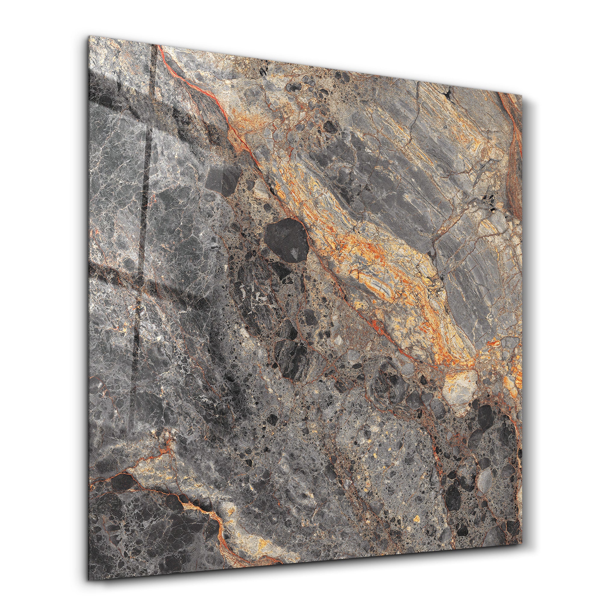 Obsidian Gold Square Art | Glass Wall Art