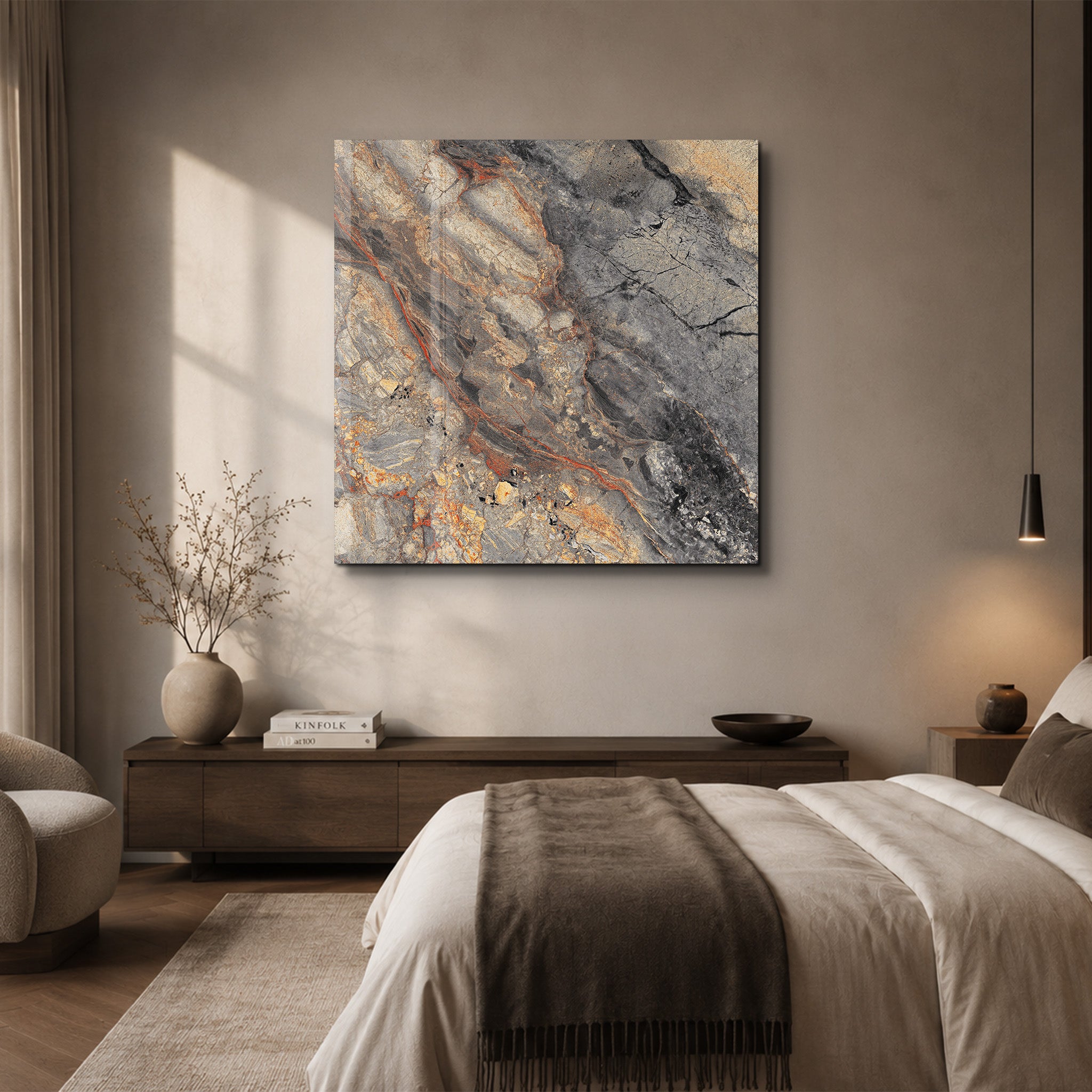 Obsidian Gold 2 Square Art | Glass Wall Art