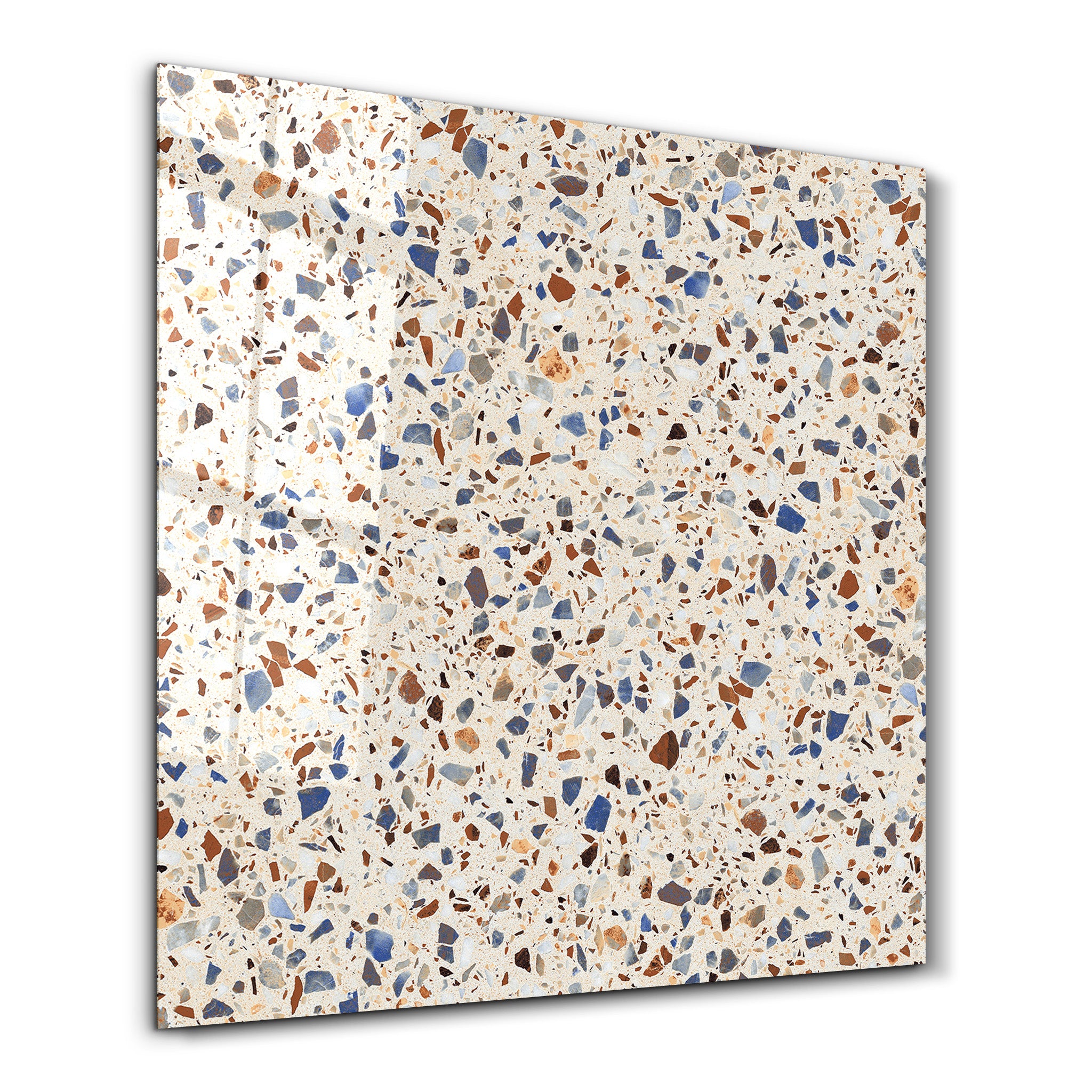 Coastal Terrazzo Square Art | Glass Wall Art