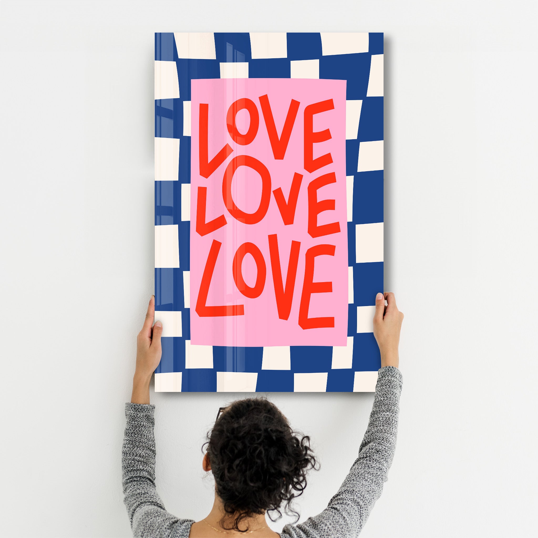 LOVE LOVE LOVE | Glass Wall Art - Artdesigna