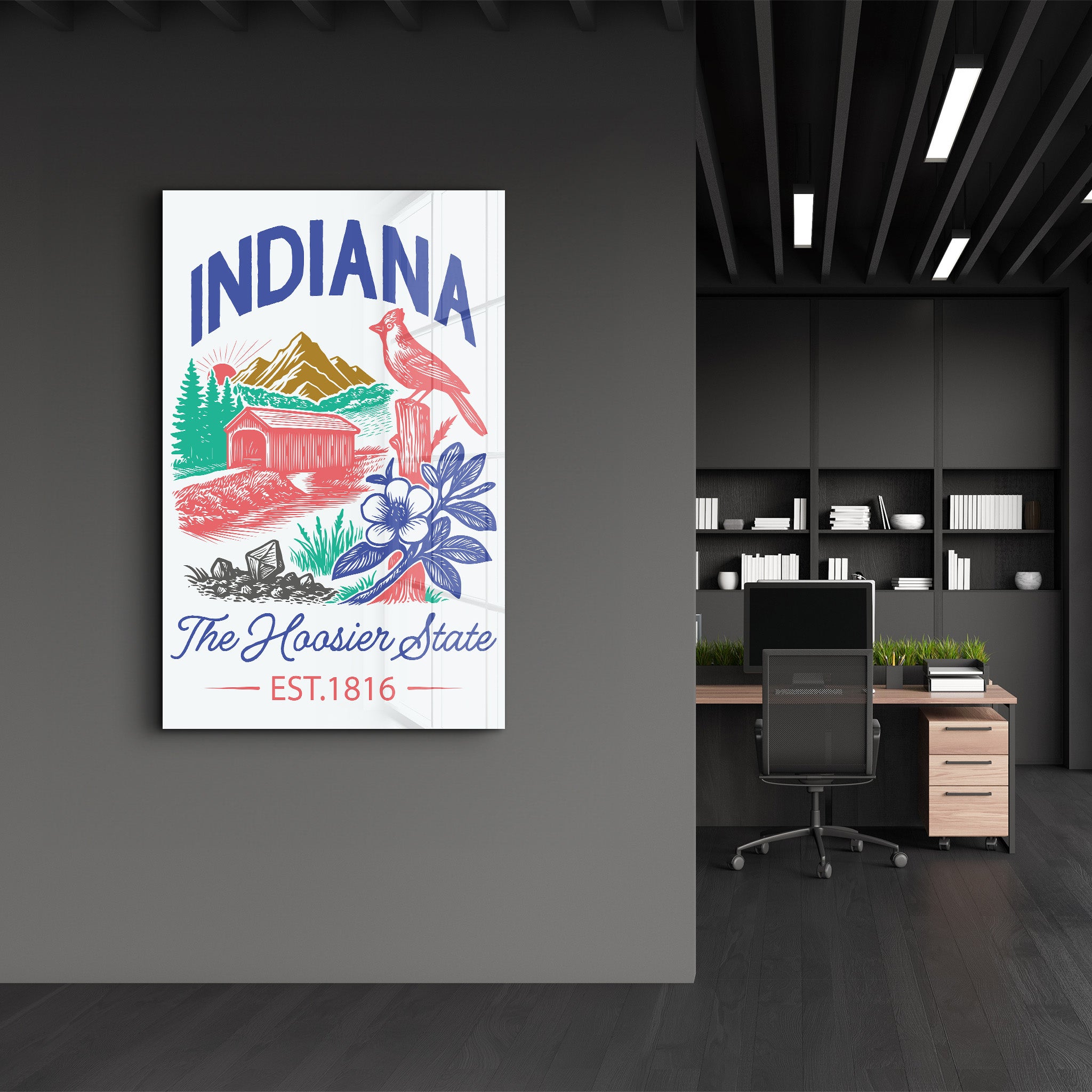 Indiana - The Hoosier State | Glass Wall Art
