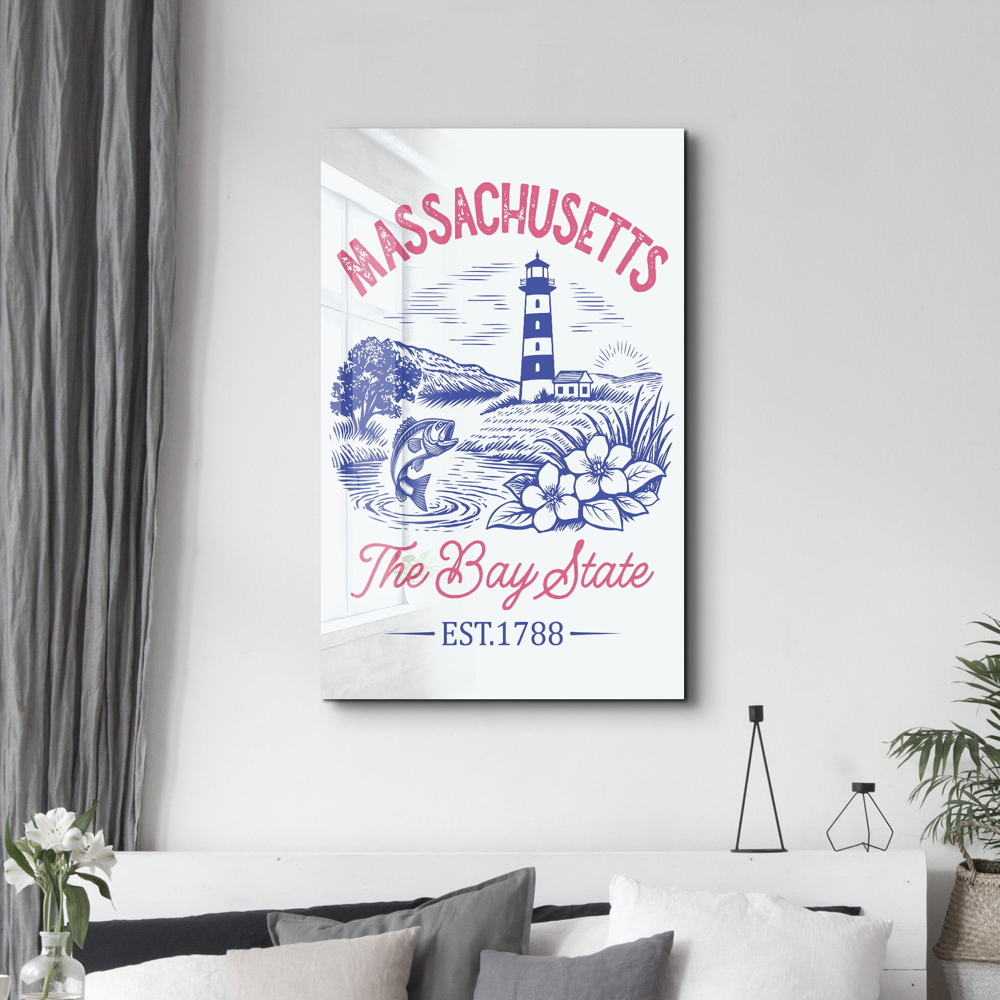 Massachusetts - The Bay State | Glass Wall Art