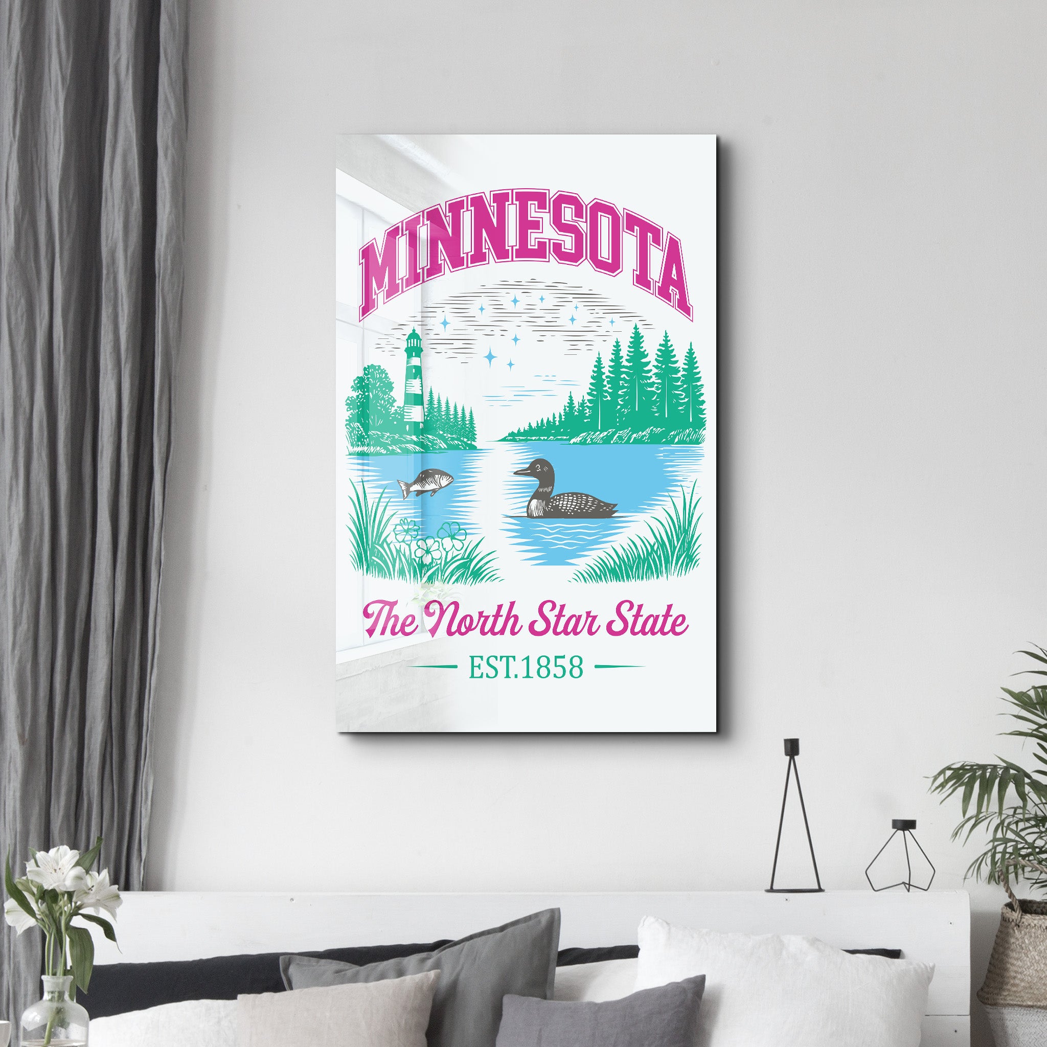 Minnesota - The North Star State | Glass Wall Art