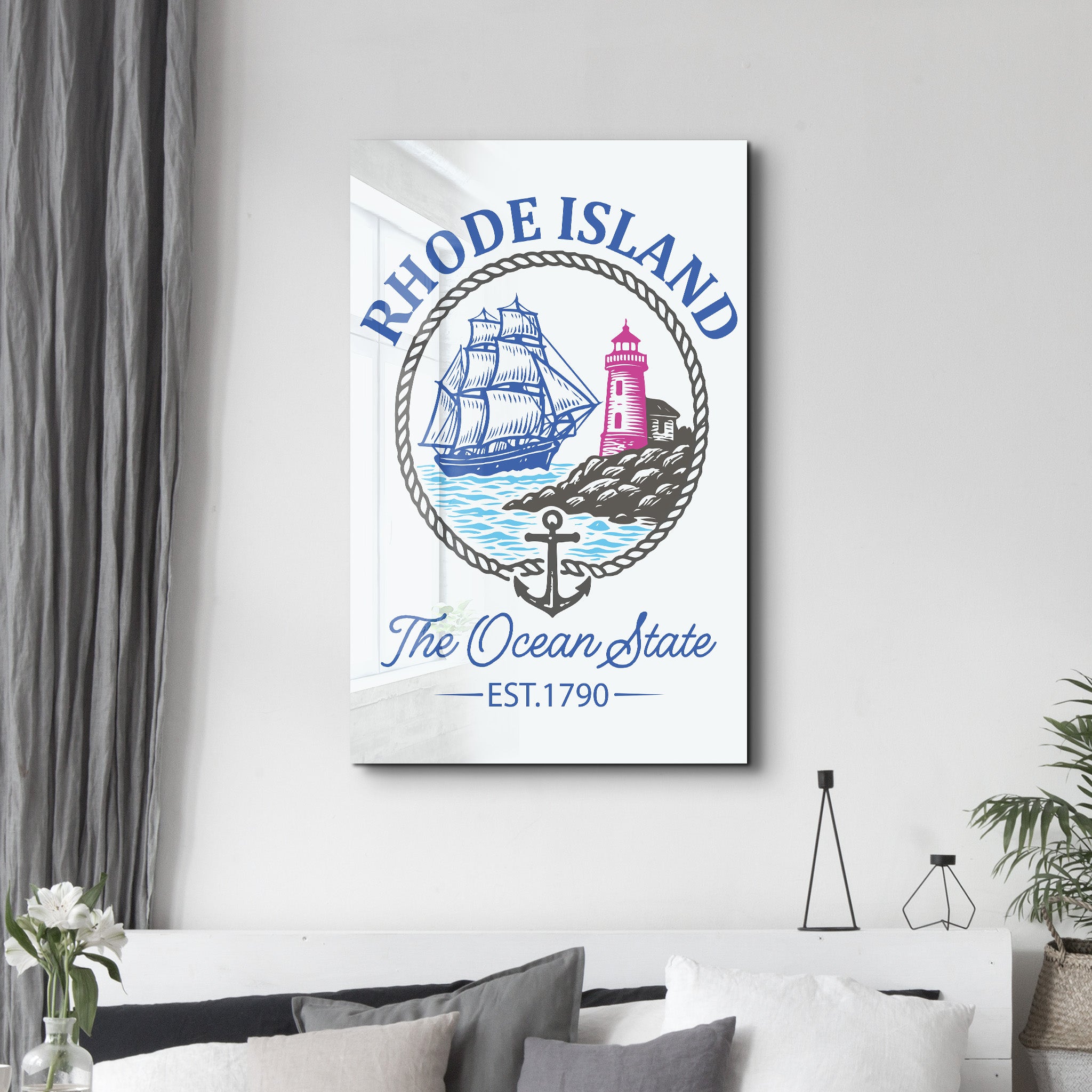 Rhode Island - The Ocean State | Glass Wall Art
