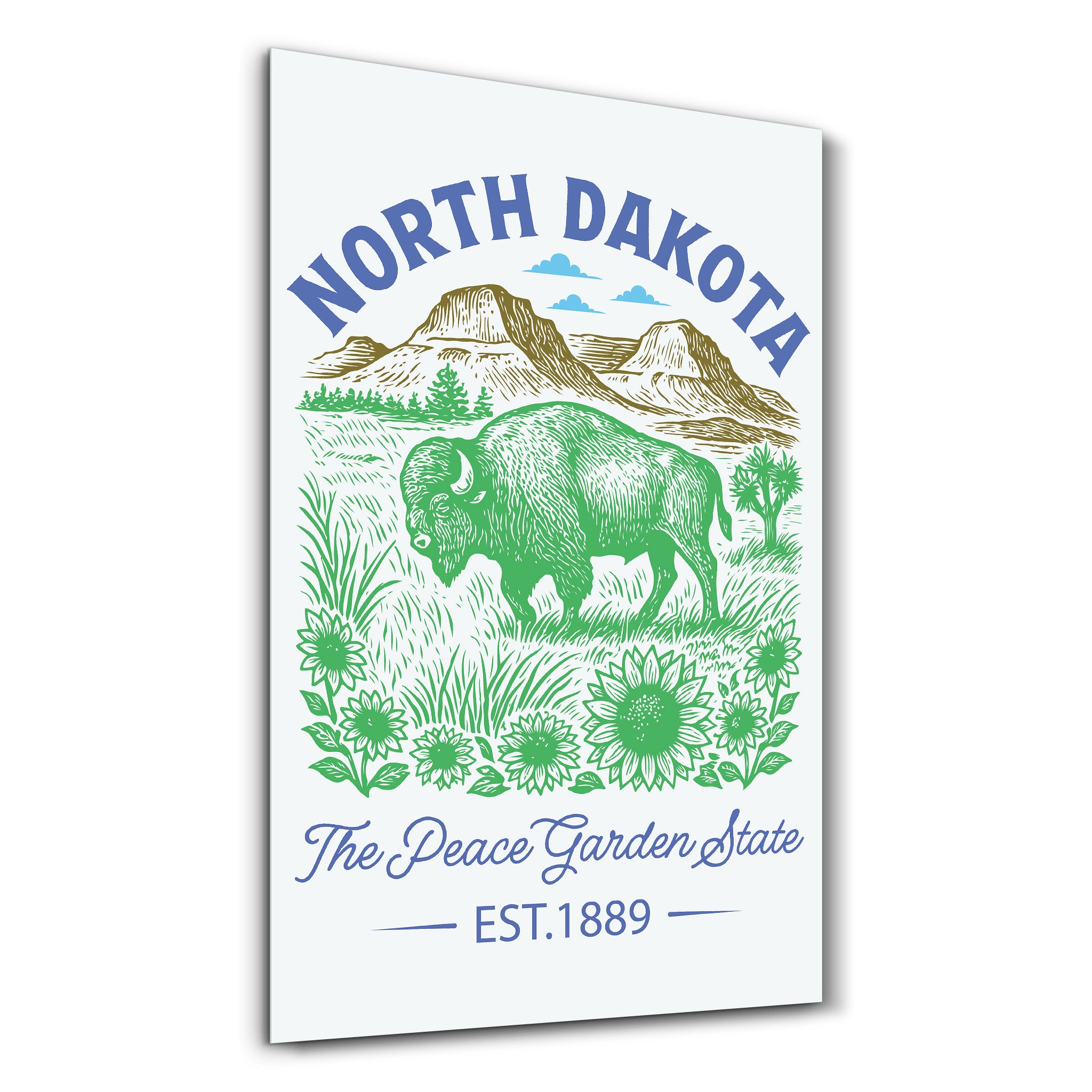 North Dakota - The Peace Garden State | Glass Wall Art