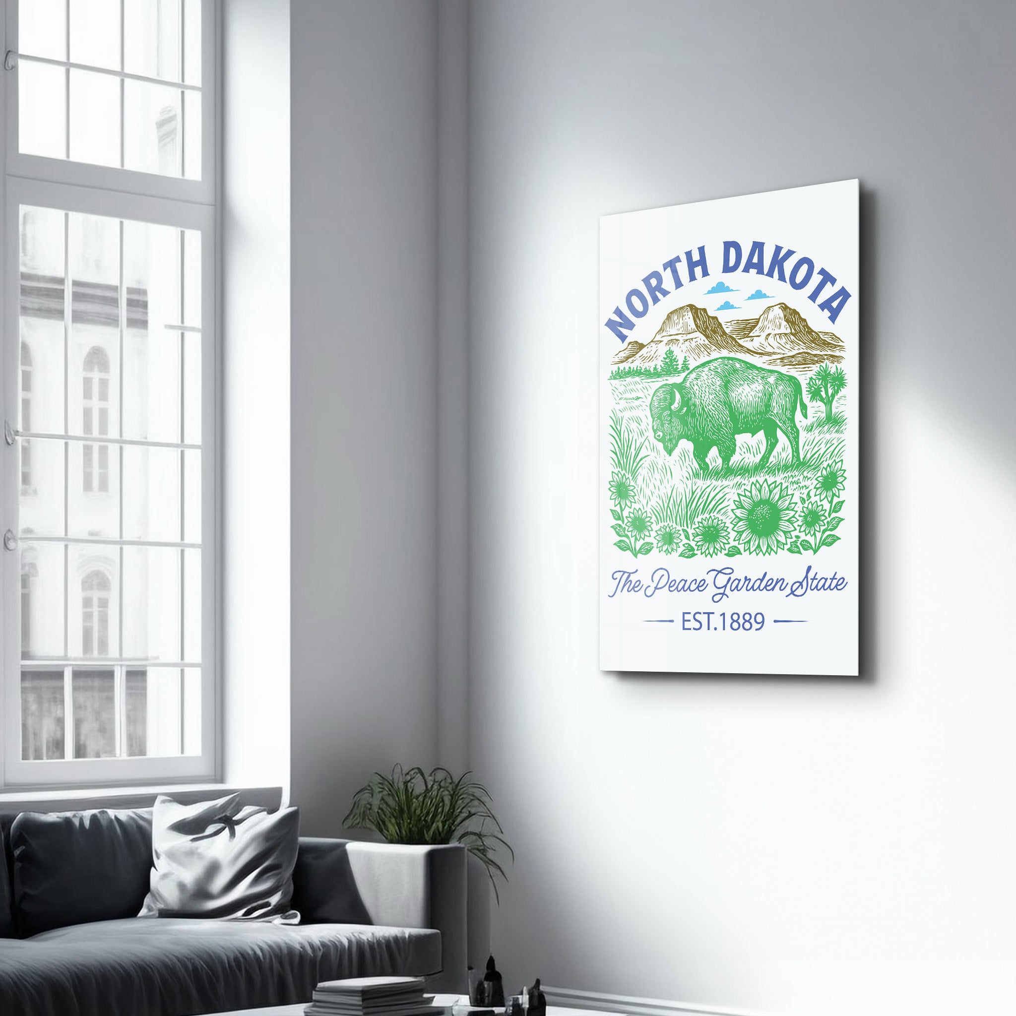 North Dakota - The Peace Garden State | Glass Wall Art