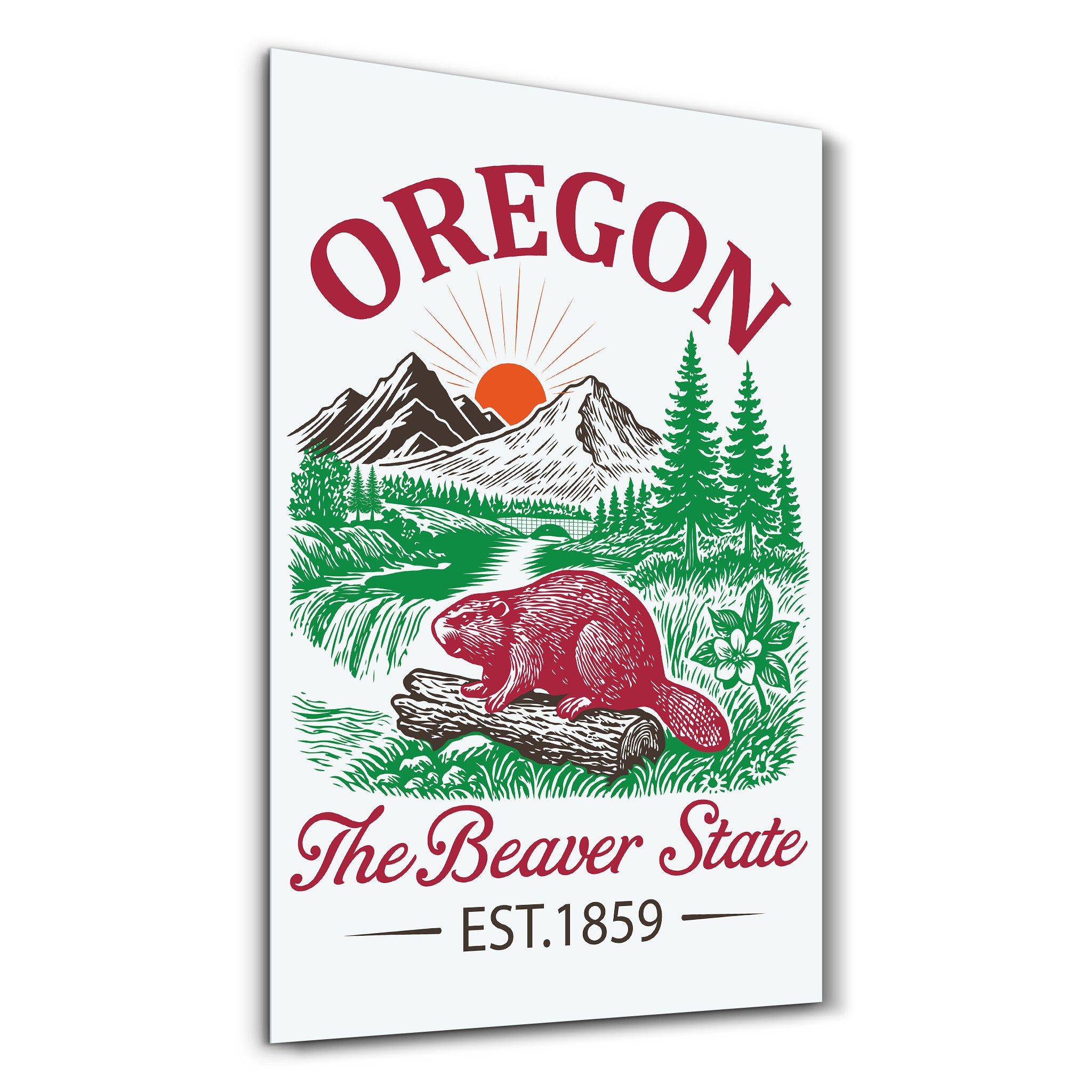 Oregon - The Beaver State | Glass Wall Art
