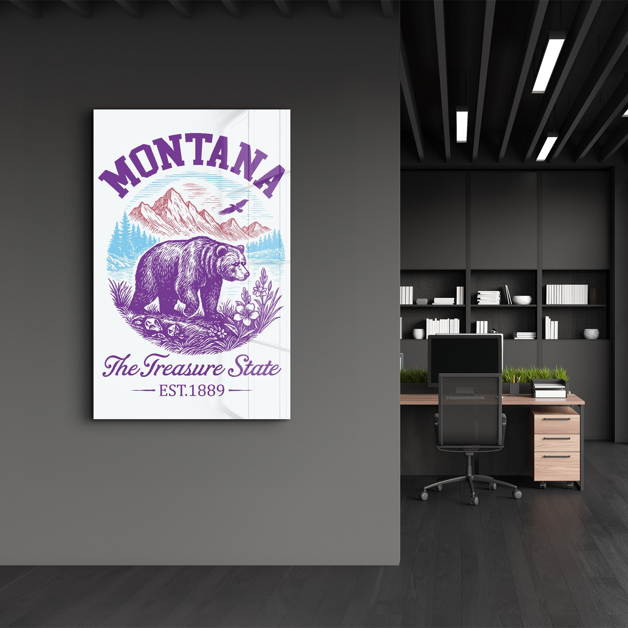Montana - The Treasure State | Glass Wall Art