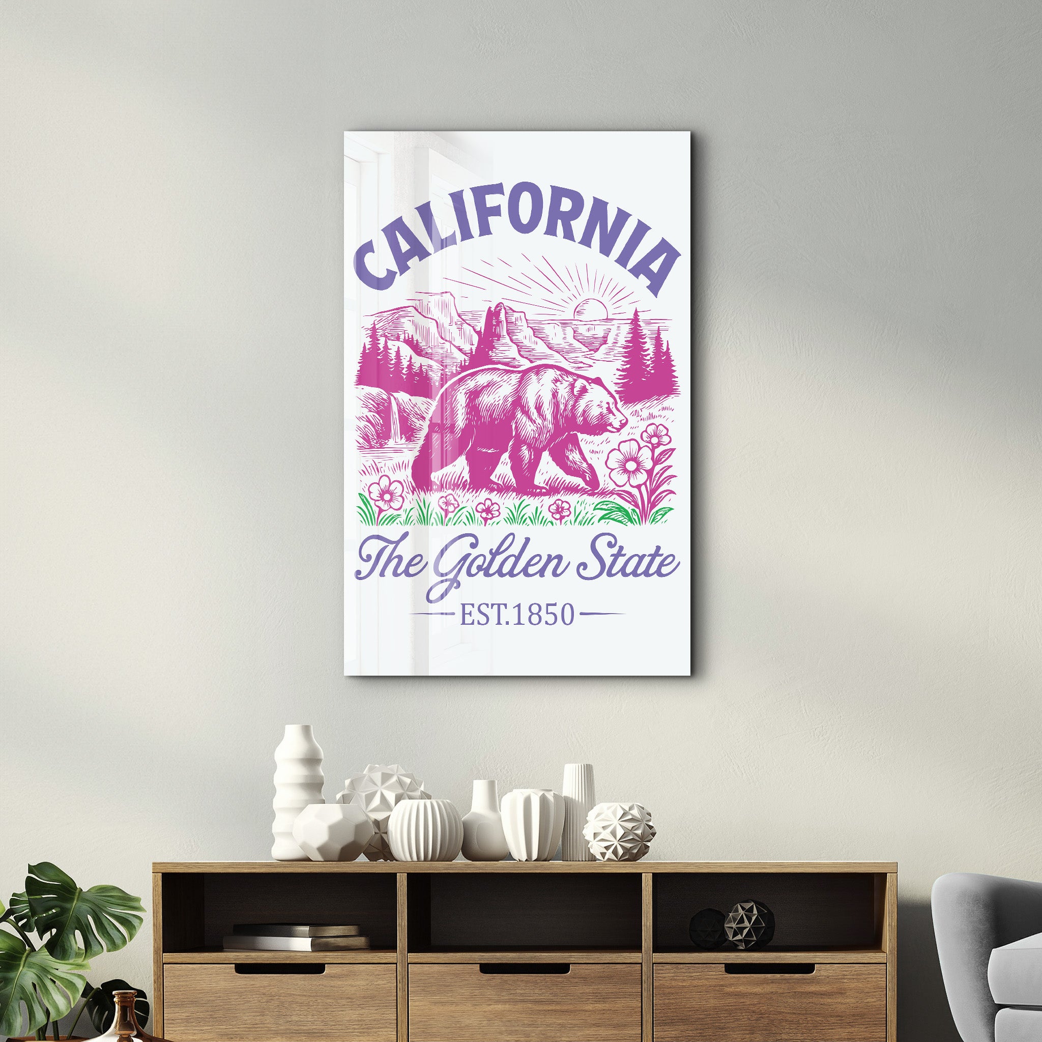California - The Golden State | Glass Wall Art
