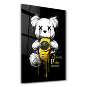 Actually Prefer Money x Sugar Teddy | Glass Wall Art