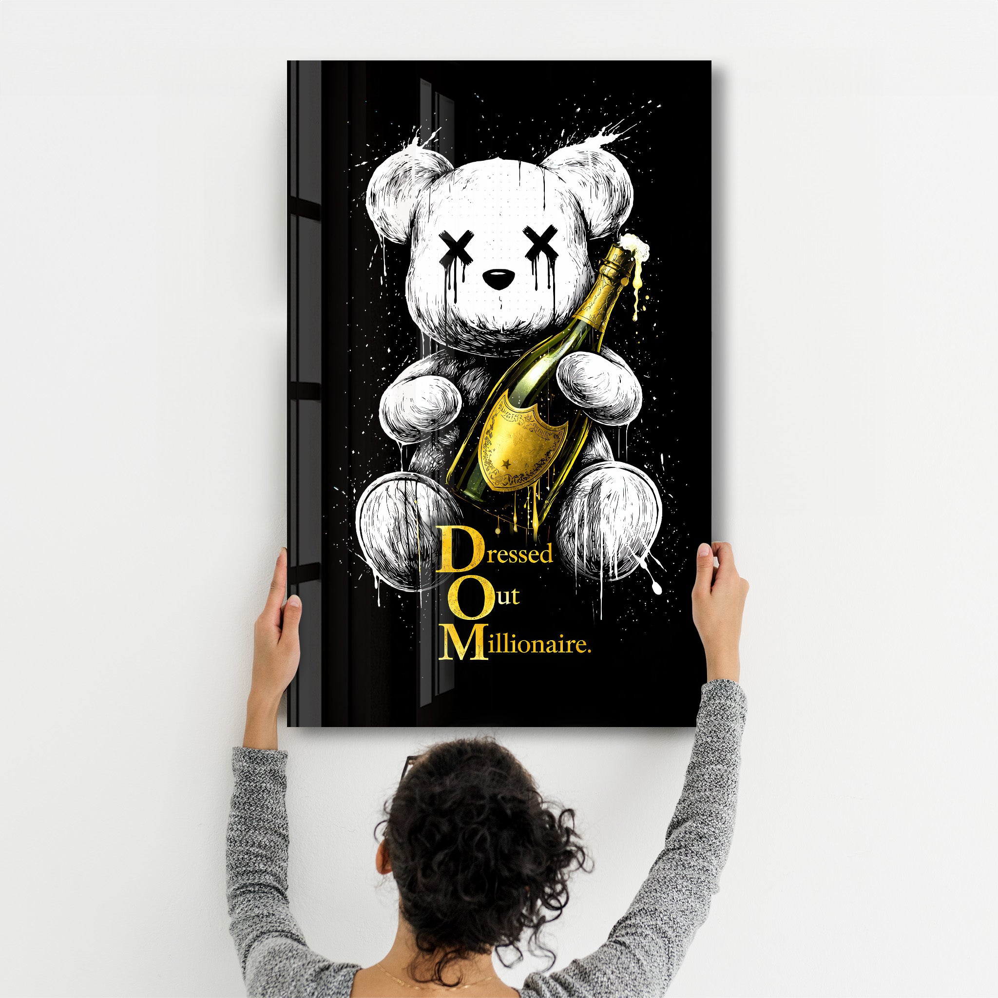 Dressed Out Millionaire x Sugar Teddy | Glass Wall Art