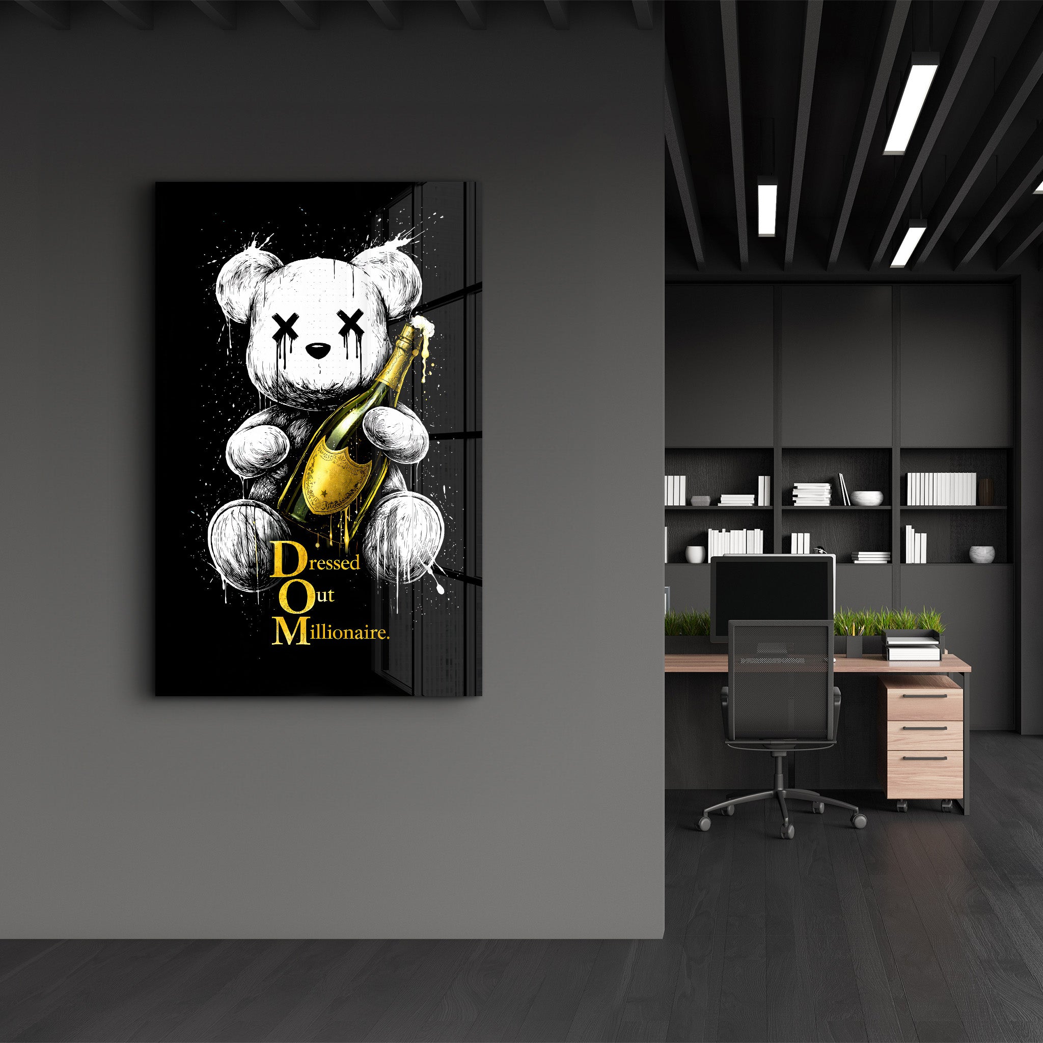 Dressed Out Millionaire x Sugar Teddy | Glass Wall Art