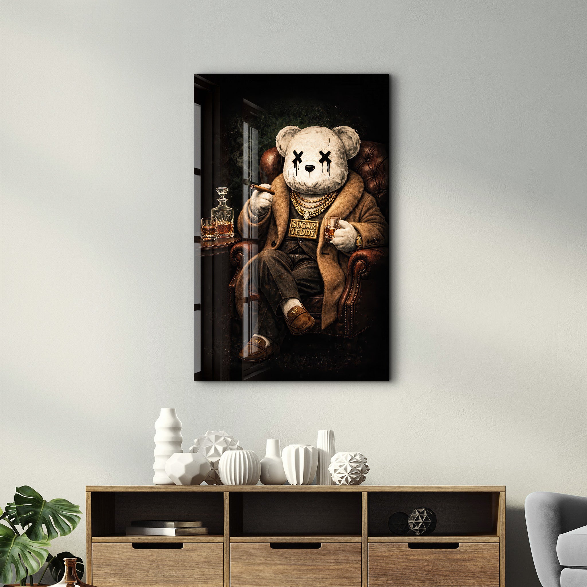The Boss x Sugar Teddy | Glass Wall Art