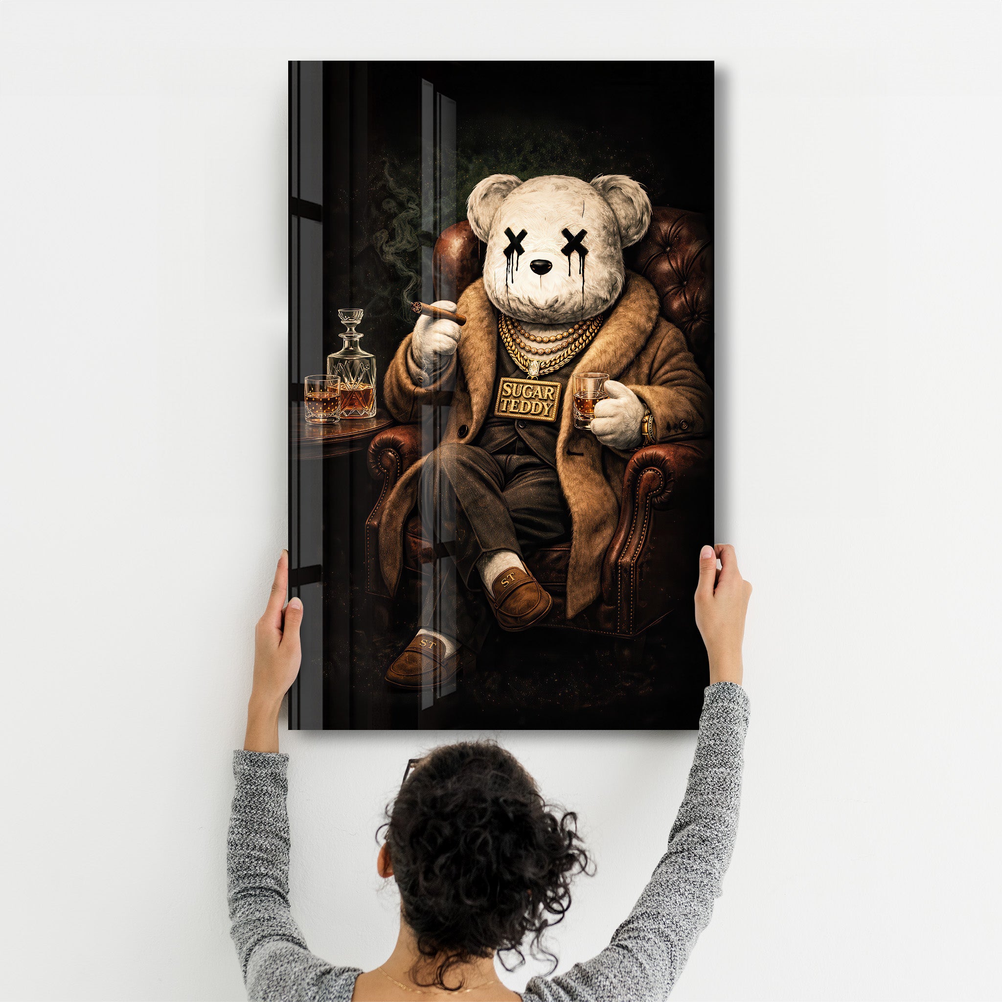 The Boss x Sugar Teddy | Glass Wall Art