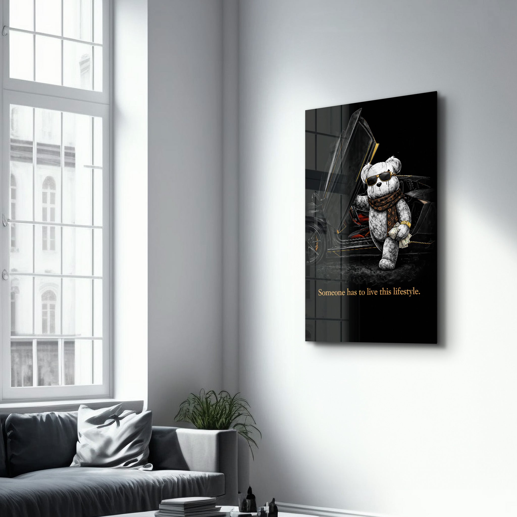 Someone has to live this lifestyle x Sugar Teddy | Glass Wall Art