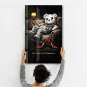 Last Night Was Productive x Sugar Teddy | Glass Wall Art