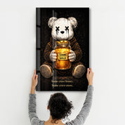 Glass wall art by Artdesigna featuring a colorful design inspired by Some Crave Honey, Some Crave More x Sugar Teddy.