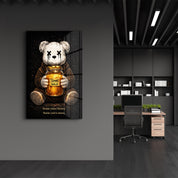 Glass wall art by Artdesigna featuring a colorful design inspired by Crave Honey and Crave More, displayed on a wall.