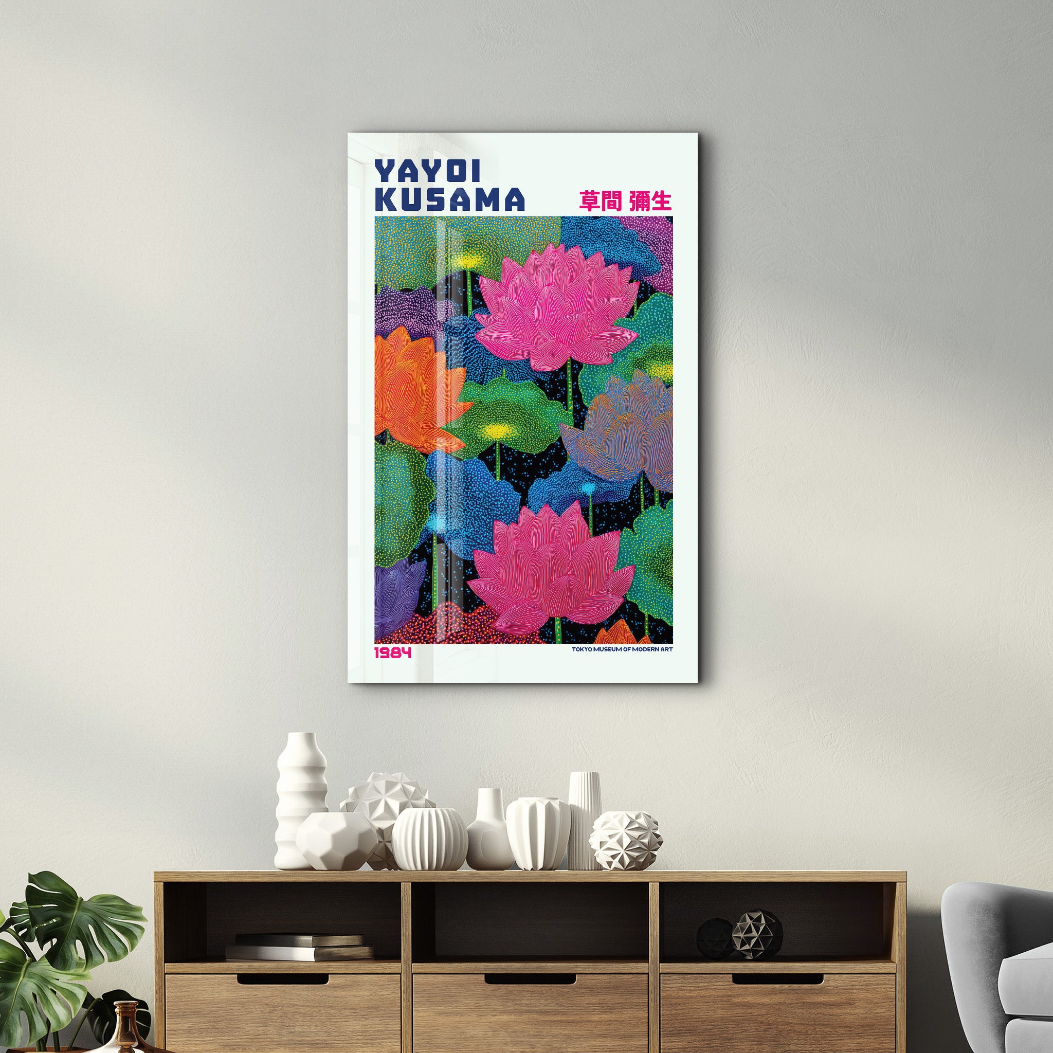 Yayoi Kusama – Lotus Dreams (1984) | Glass Wall Art