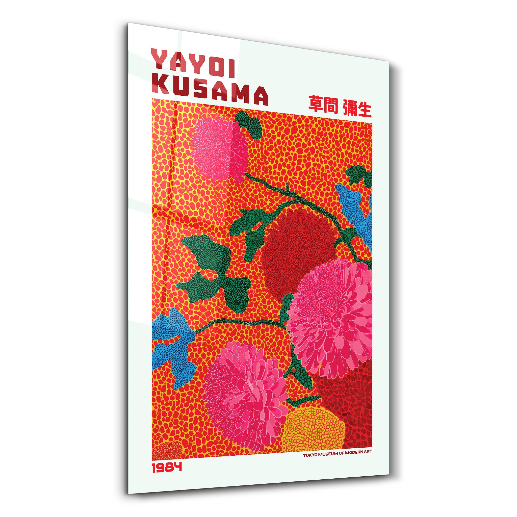 Yayoi Kusama – Scarlet Bloom Garden (1984) | Glass Wall Art