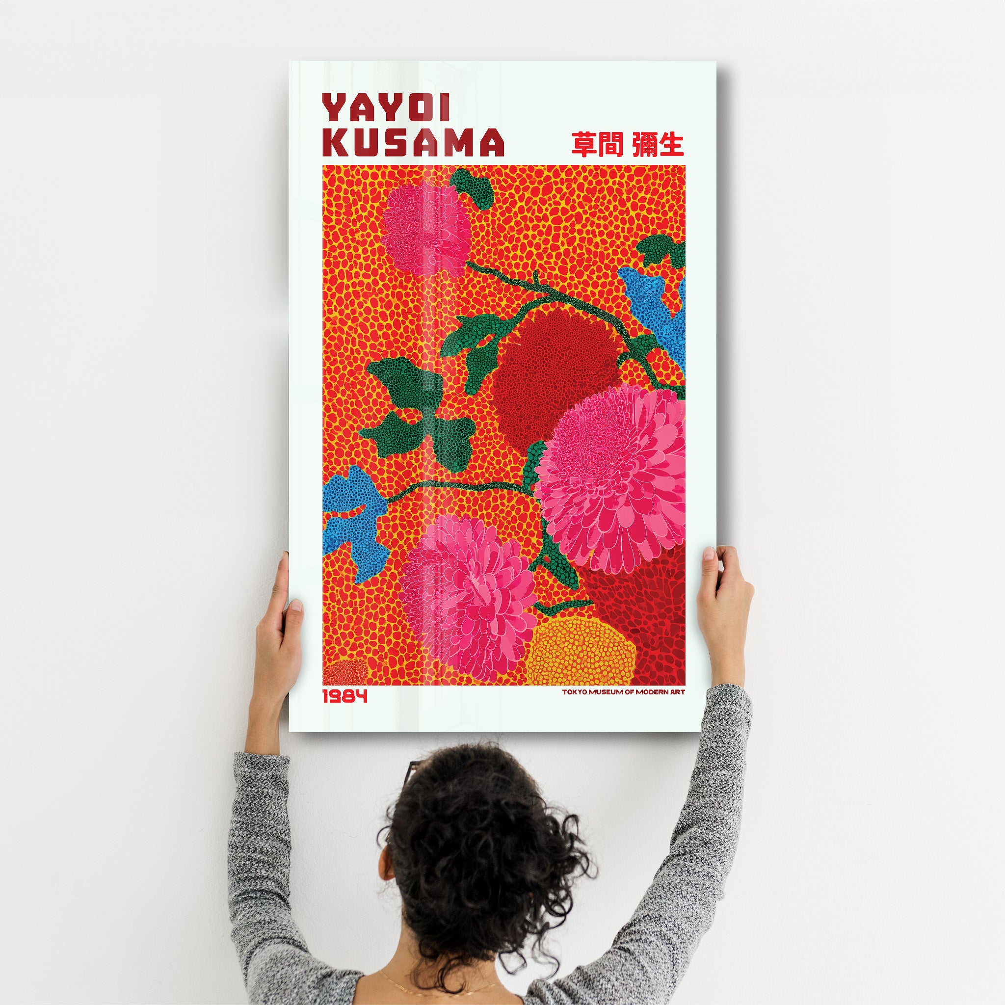 Yayoi Kusama – Scarlet Bloom Garden (1984) | Glass Wall Art