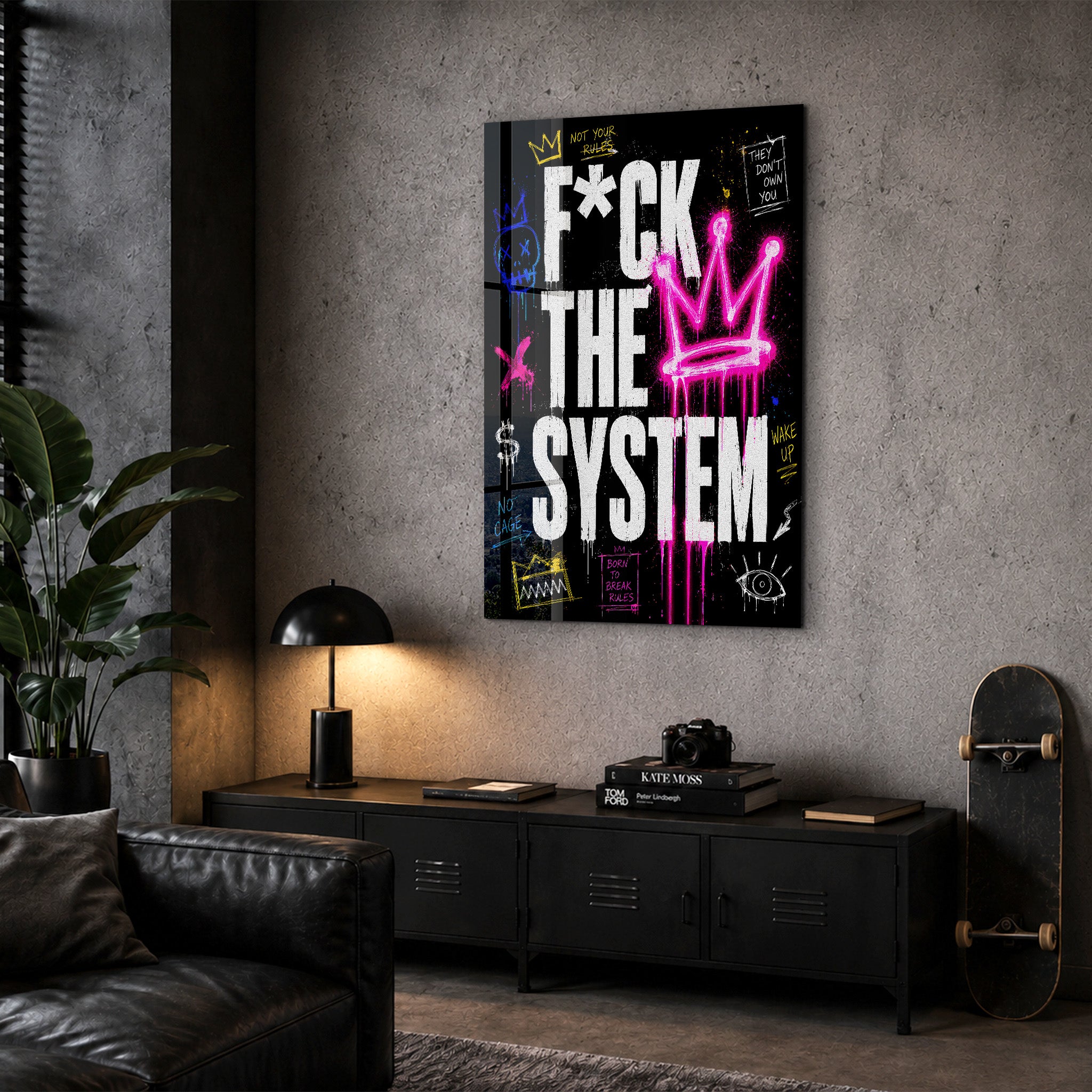 F The System | Glass Wall Art