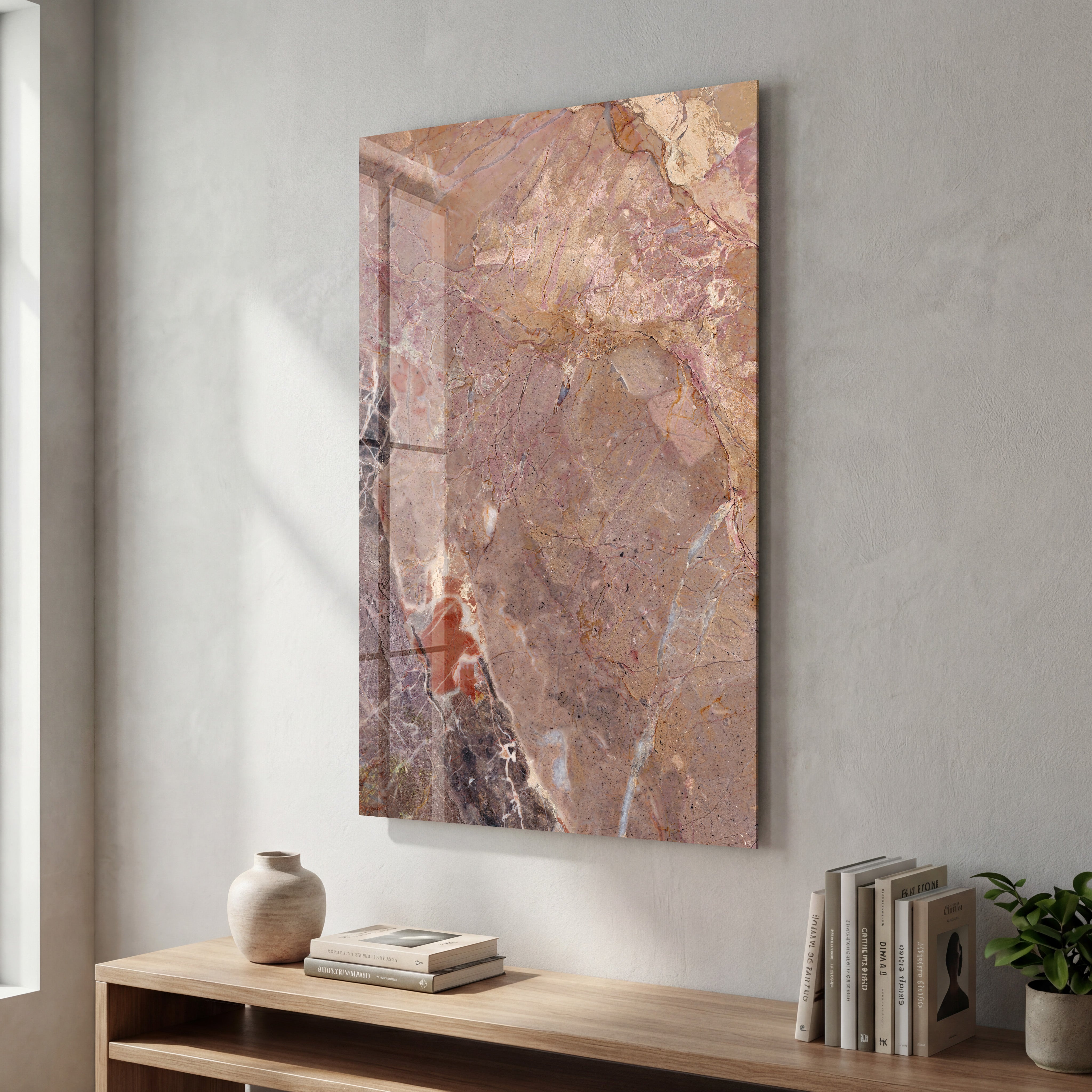 Rose Quartz Marble | Glass Wall Art