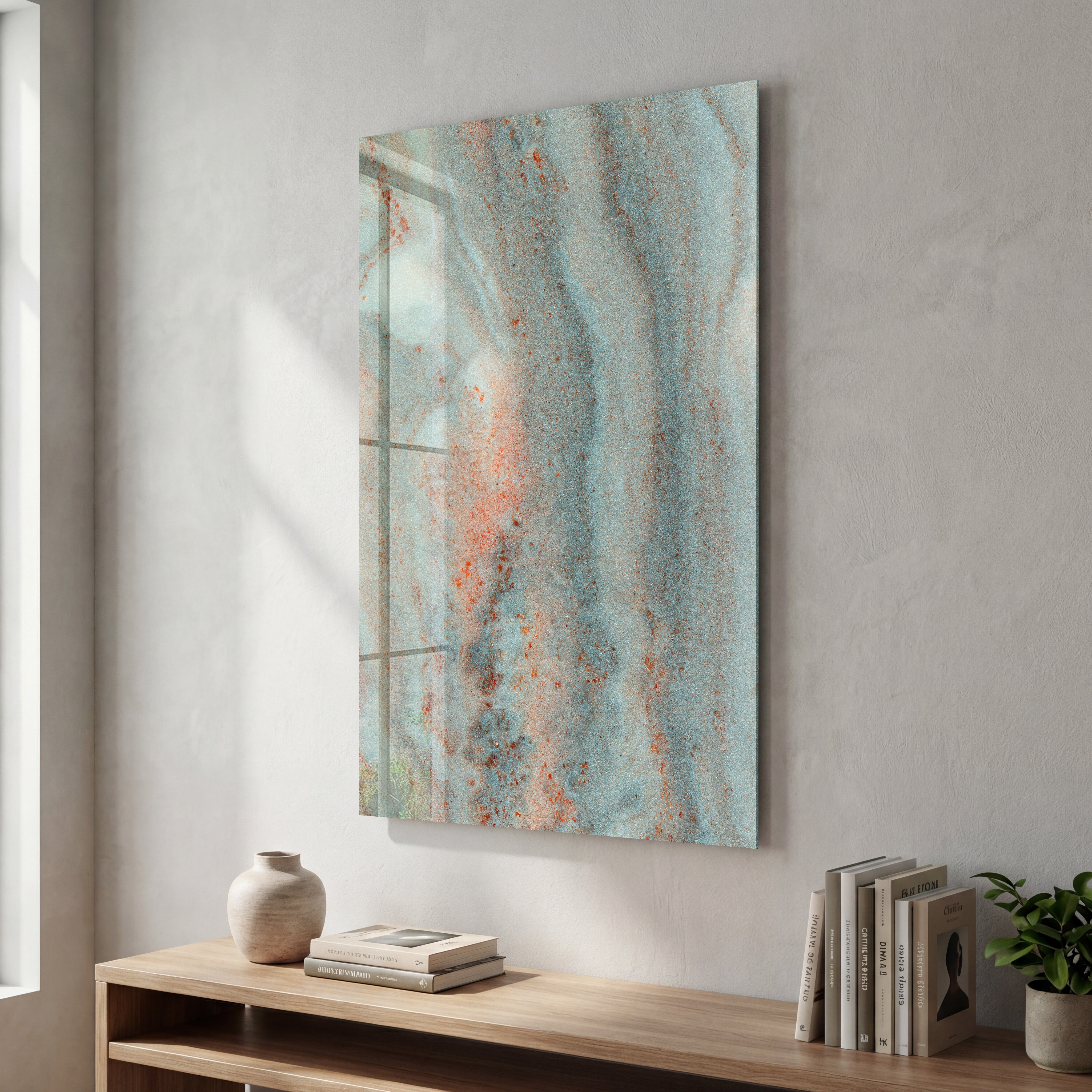 Verdigris Flow | Glass Wall Art