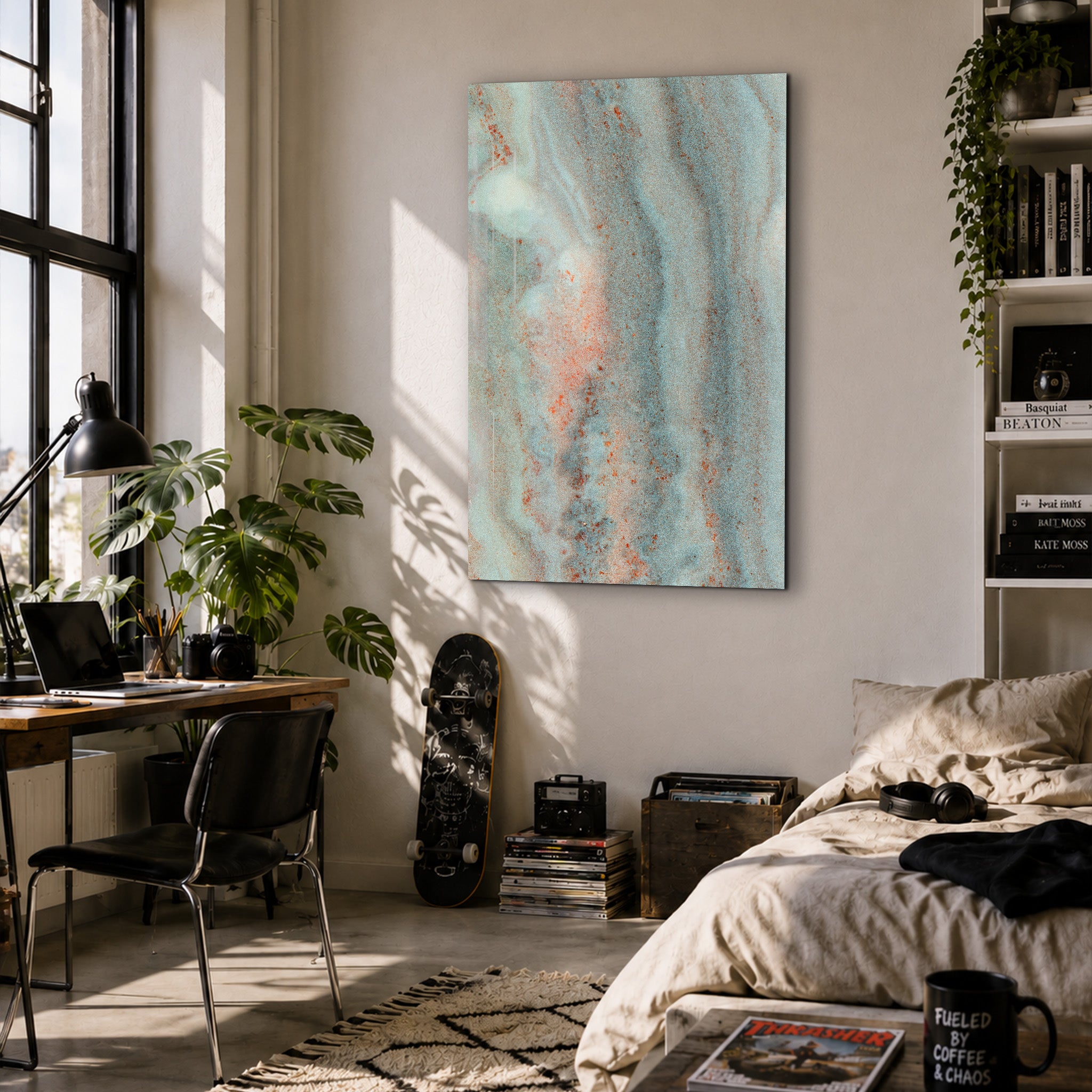 Verdigris Flow | Glass Wall Art