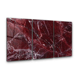 Rare Burgundy Marble Trio | Glass Wall Art