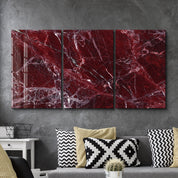 Rare Burgundy Marble Trio | Glass Wall Art