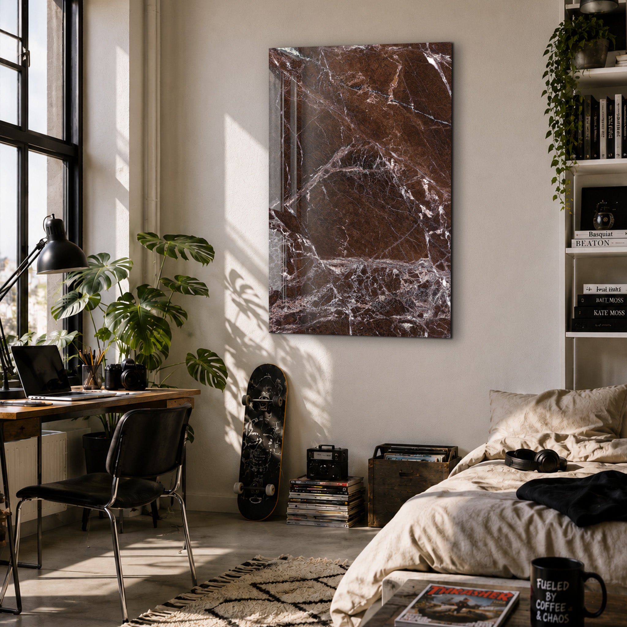 Mocha Veins | Glass Wall Art