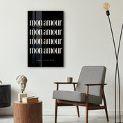 Mon Amour glass wall art by Artdesigna displayed as elegant spring-inspired decor on a wall
