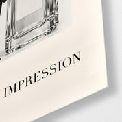 Leave an Impression glass wall art by Artdesigna, close-up view of printed glass artwork