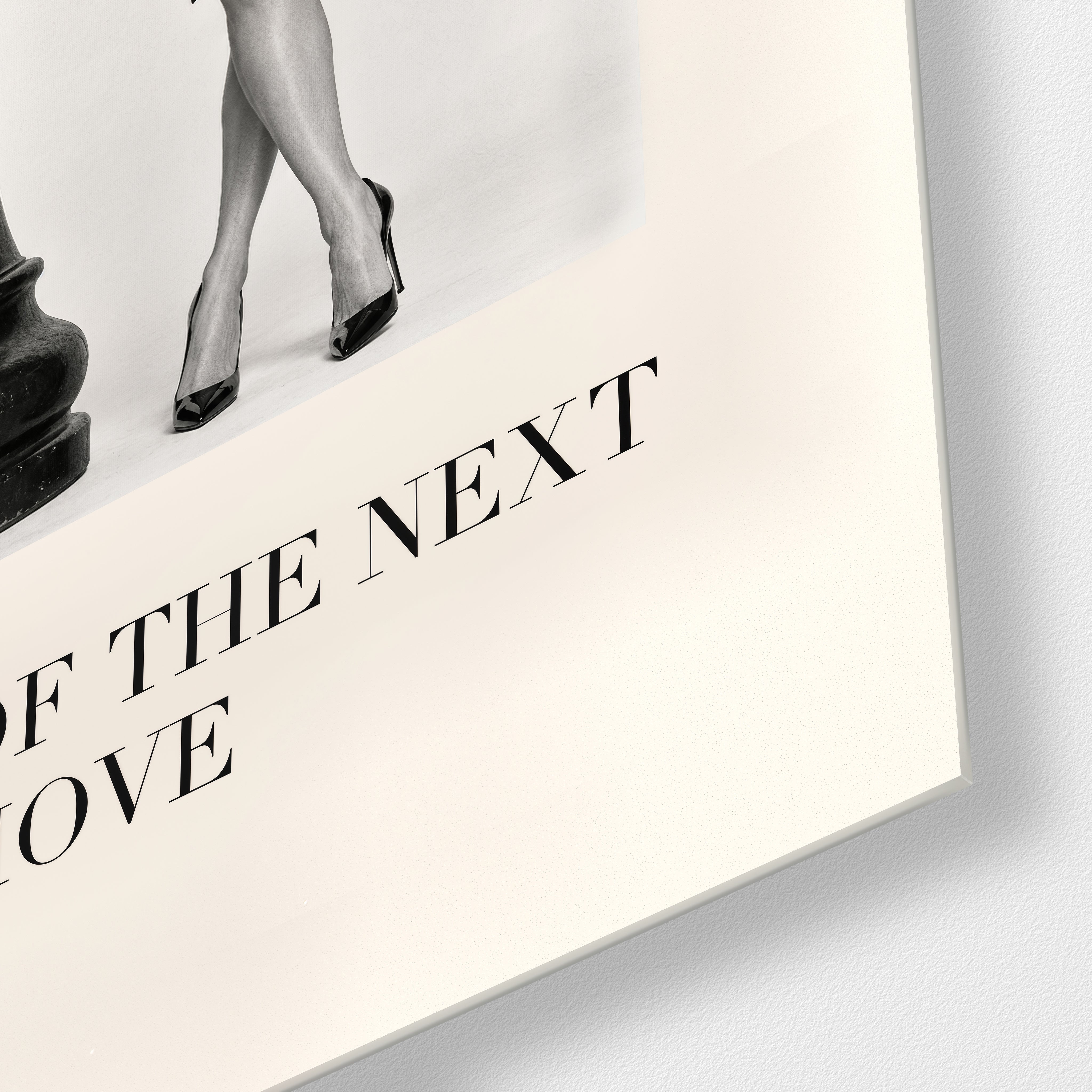 Queen of the Next Move glass wall art by Artdesigna, close-up view of the printed design on glass