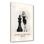 Artdesigna Queen of the Next Move glass wall art with bold artistic typography and geometric design