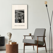 Dolce Far Niente glass wall art by Artdesigna displayed in a stylish interior setting