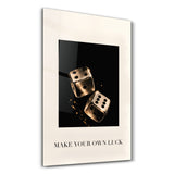 Make Your Own Luck, Golden Dice | Glass Wall Art