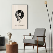 Artdesigna Play It Your Way glass wall art displayed in a stylish interior setting