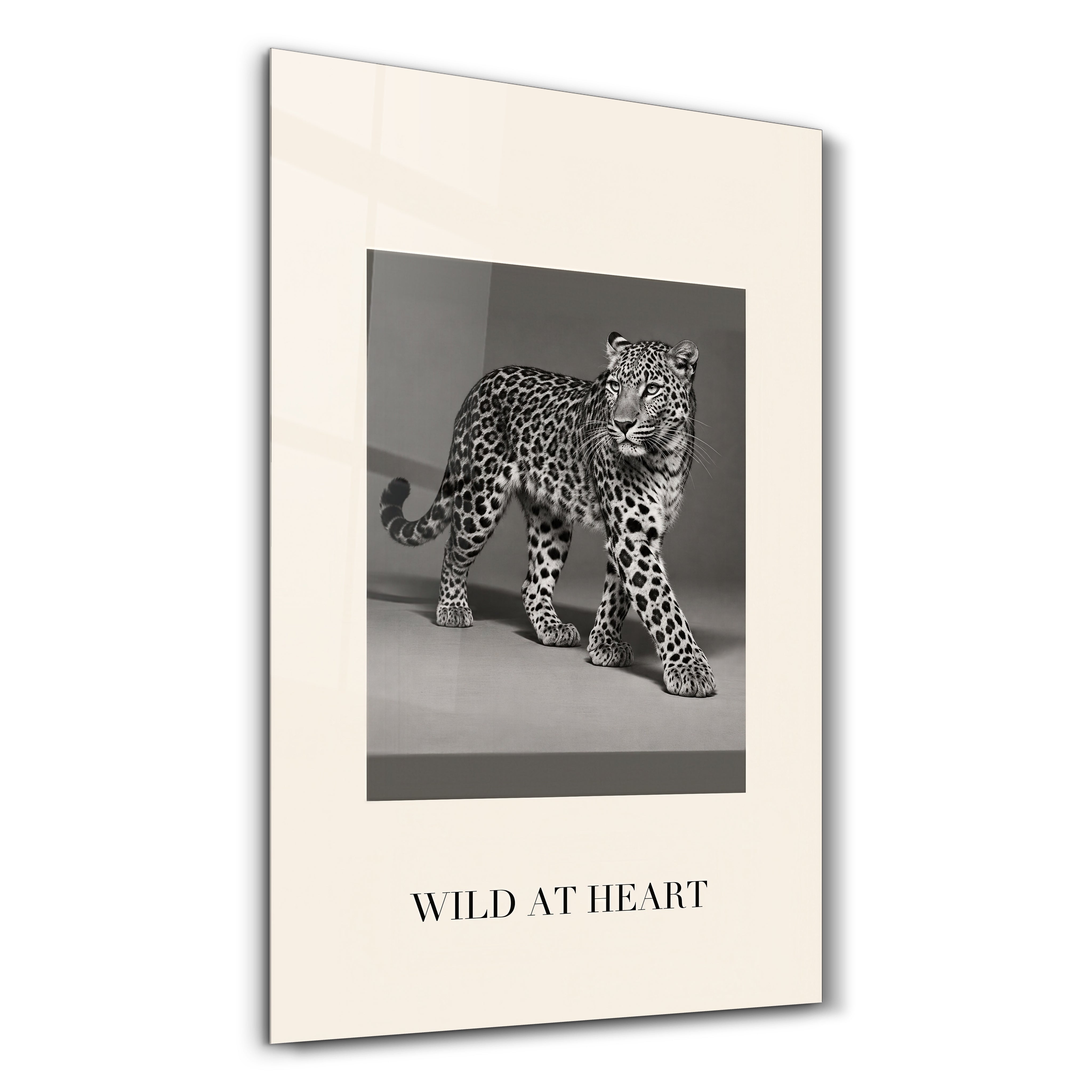Wild at Heart leopard portrait glass wall art by Artdesigna