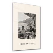 Slow Sundays Artdesigna glass wall art featuring a tranquil studio design
