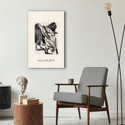 Artdesigna Silk Society glass wall art displayed in a modern interior alcove