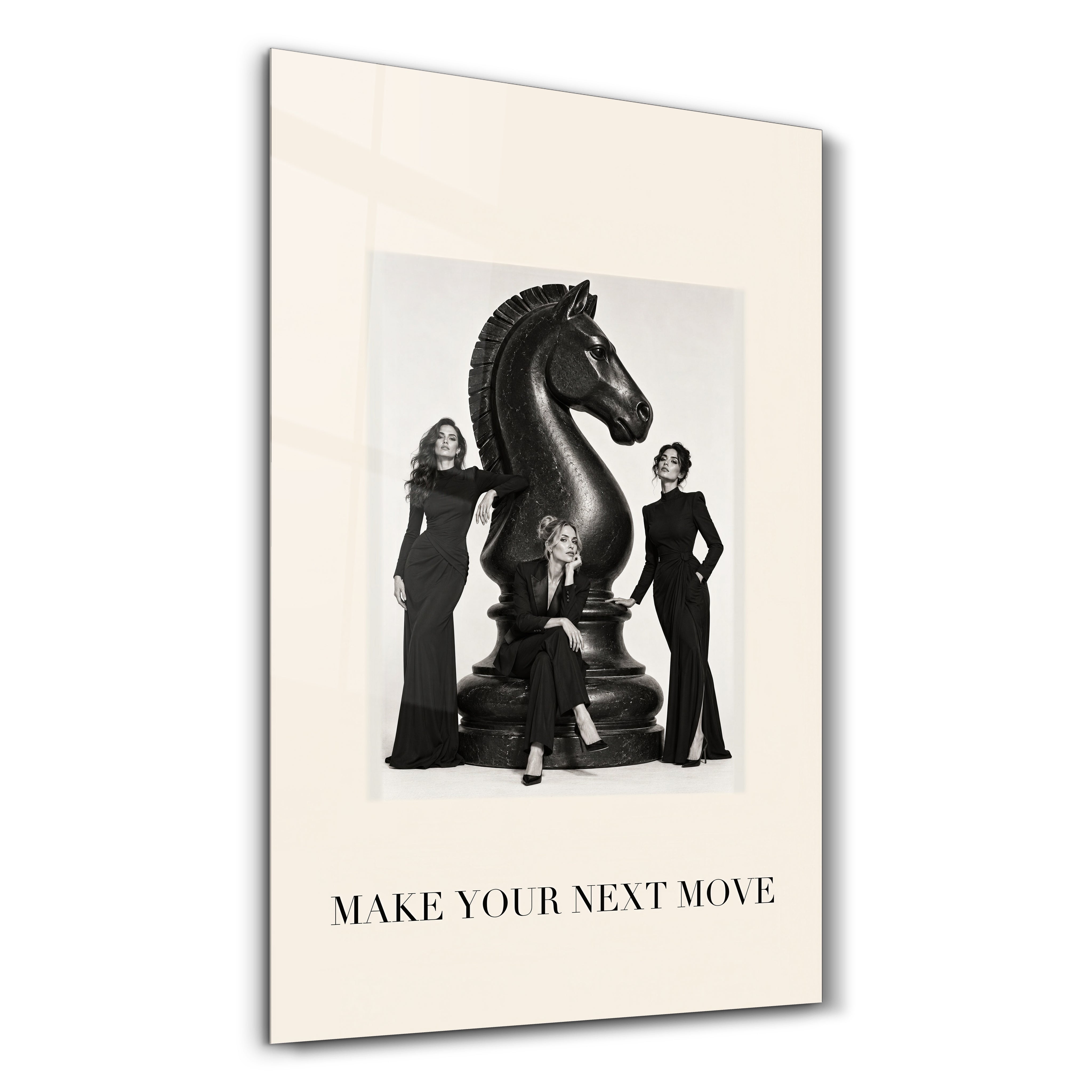 Make Your Next Move Artdesigna glass wall art with motivational typography design