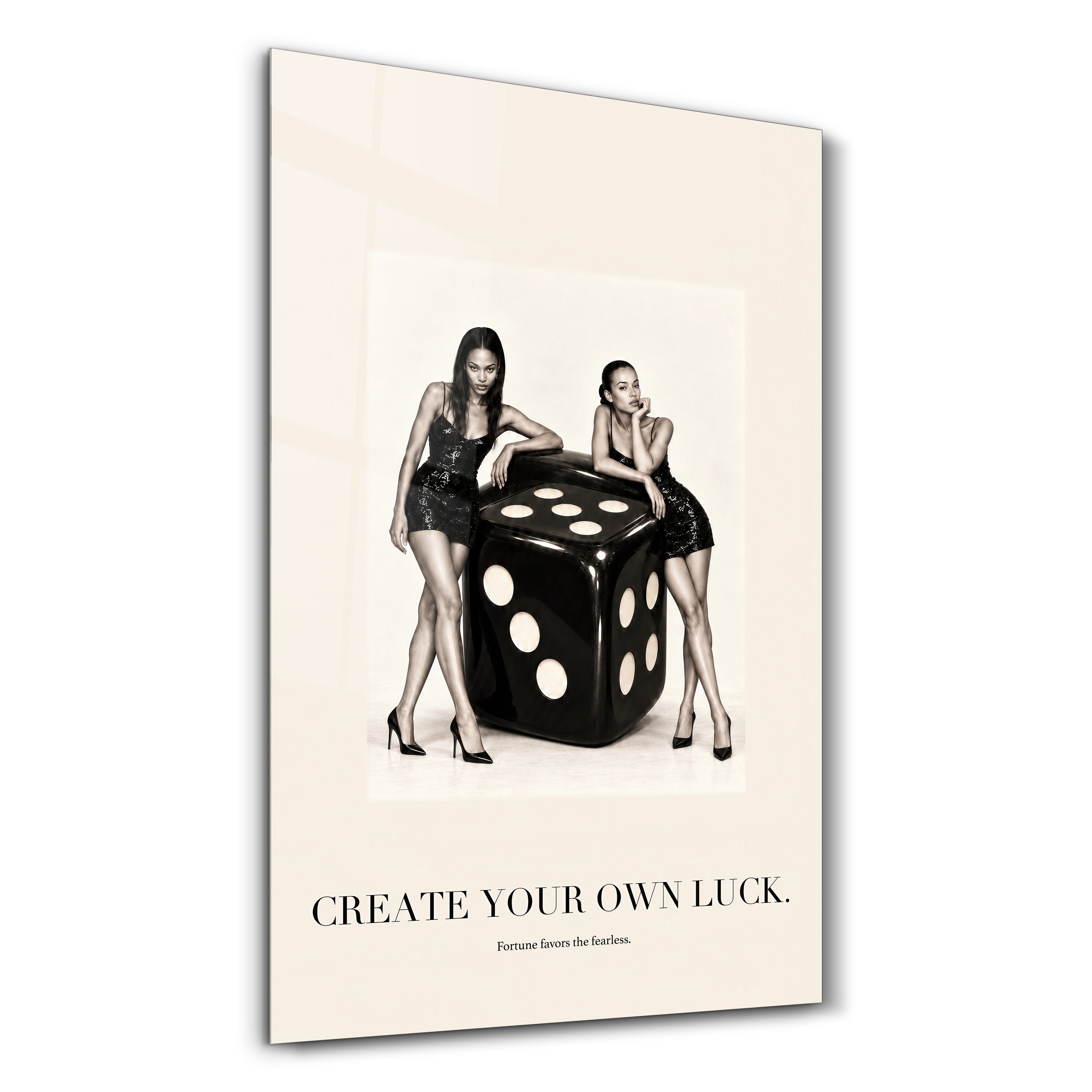 Create Your Own Luck glass wall art by Artdesigna with inspirational text design