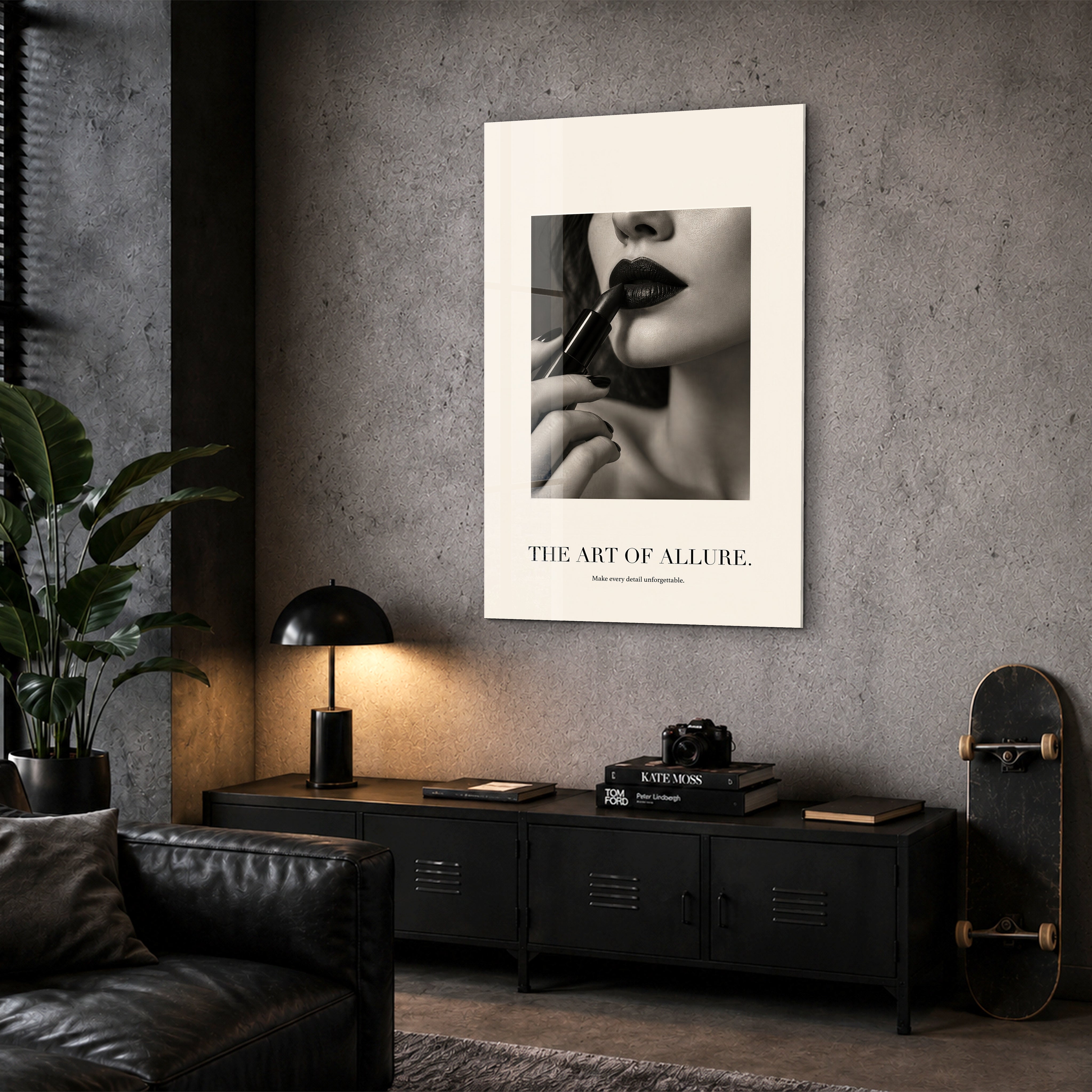 Artdesigna The Art of Allure glass wall art displayed in a corner setting